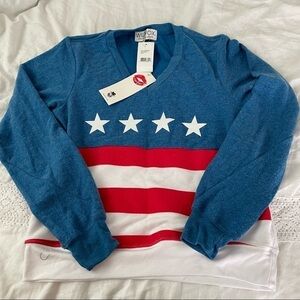 NWT new Wildfox SMALL USA Flag Miss America Colorblock Sweatshirt Stars Stripes